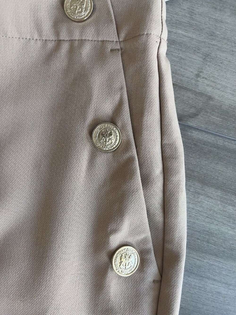 ZARA Tan Gold Button Ankle Pants Large NWT High Rise Straight Leg Quiet Luxury - Picture 6 of 12